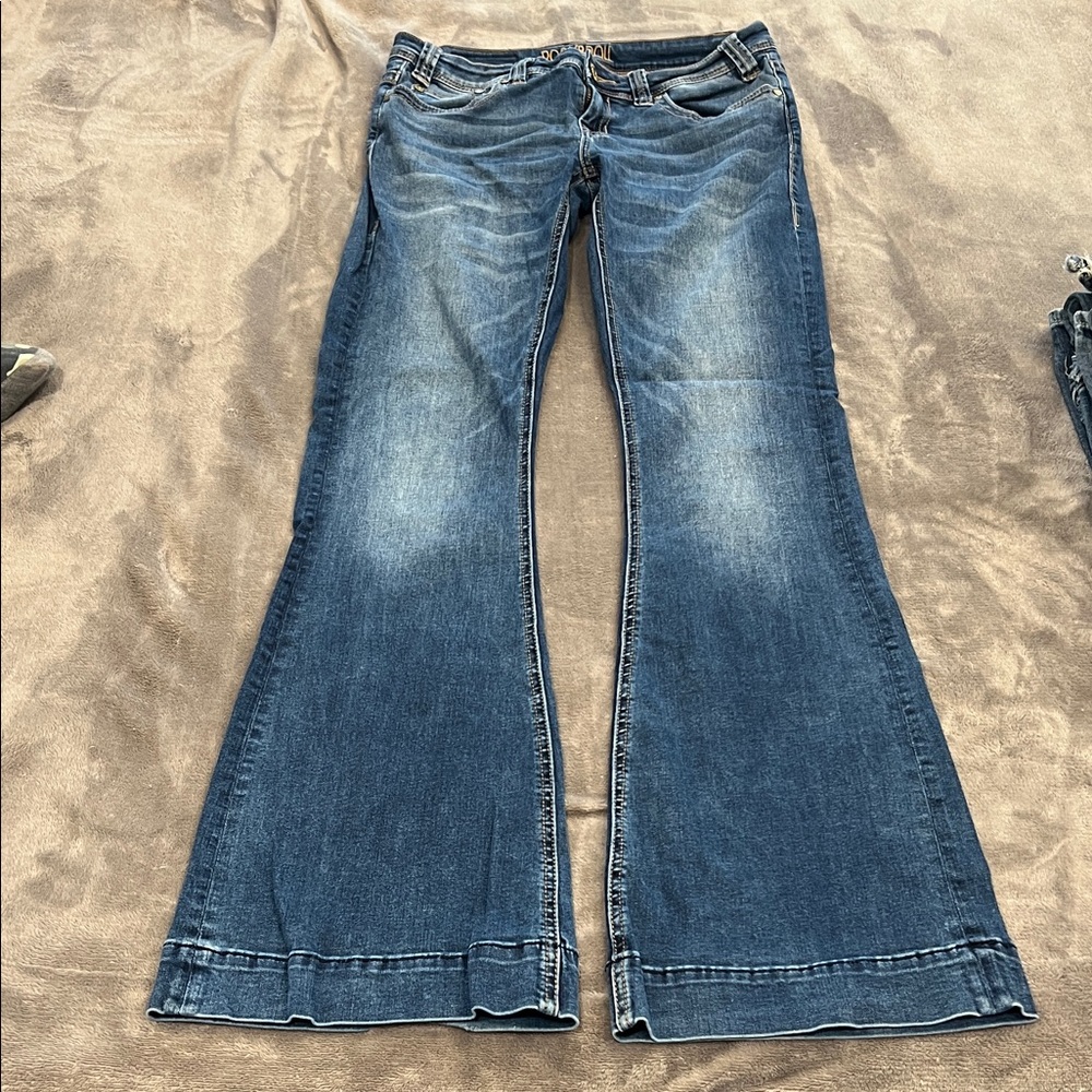 Rock & Roll Cowgirl Dark Blue Flare Jeans